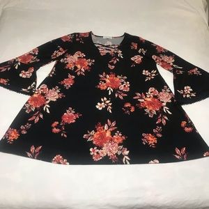 Planet Gold Fall Floral Lattice Front A-line Dress